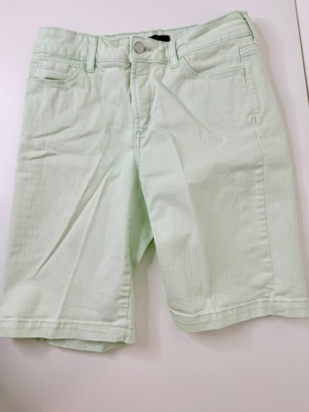 Mint-Green Stretch Denim Jean Shorts from NYDJ